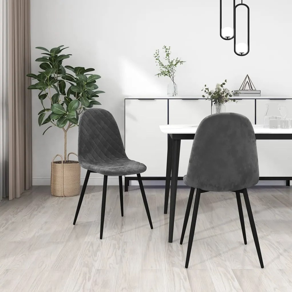 vidaXL Cadeiras de jantar 2 pcs veludo cinzento-escuro