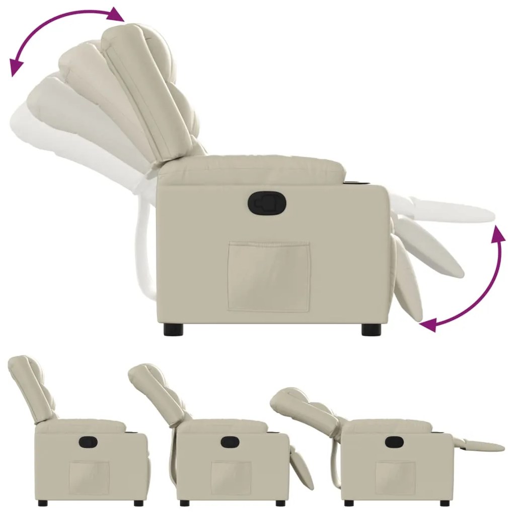 Poltrona reclinável couro artificial cor creme