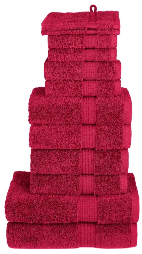vidaXL 12pcs Conjunto toalhas banho premium SOLUND 600 gsm vermelho