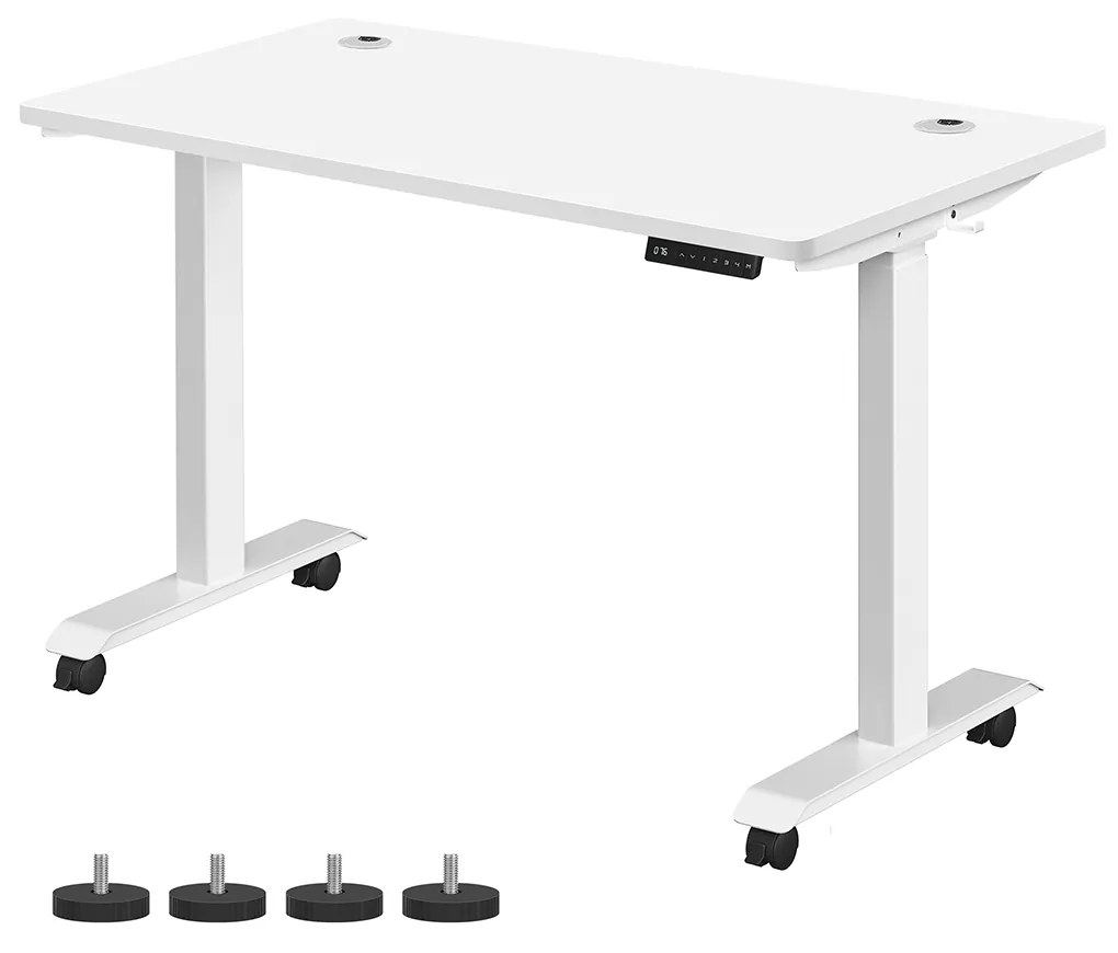 Mesa de escritório ajustável em altura com superfície estável. | SONGMICS | 60 x 120 x 117 cm | branco | LSD201W01.