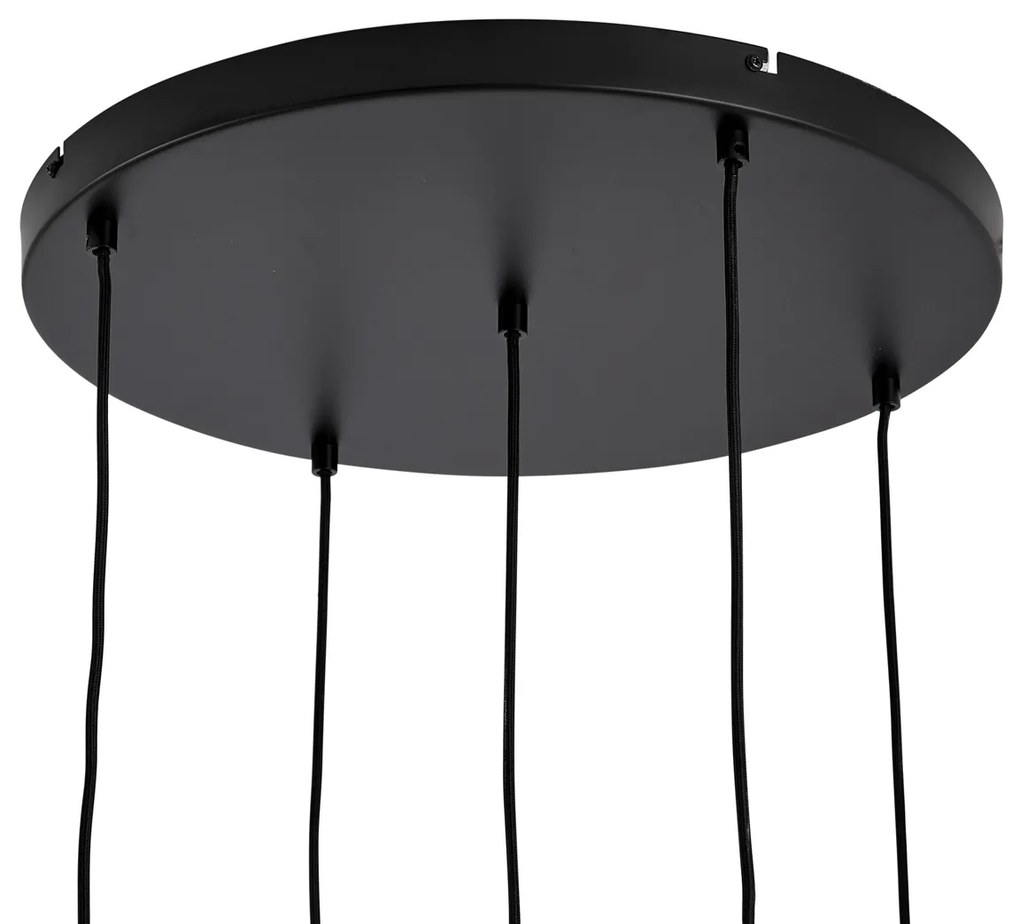 Candeeiro suspenso Hotel Chic preto e dourado com vidro verde 5 luzes - Zuzanna