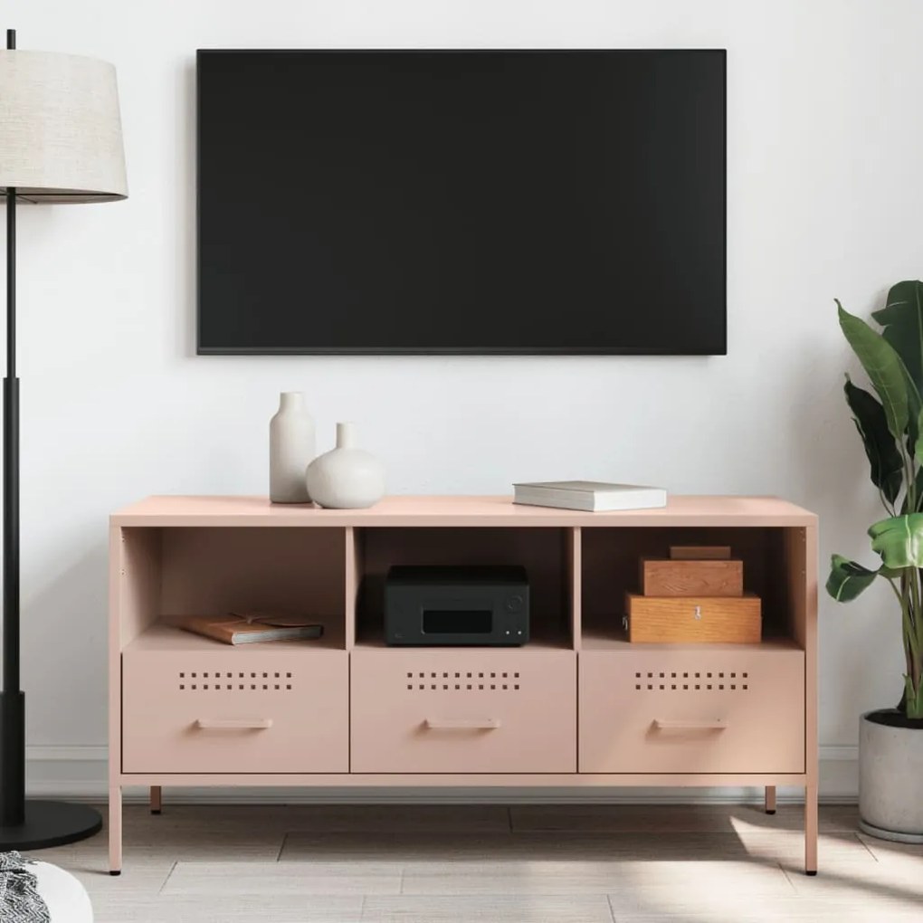 Móvel de TV 100,5x39x50,5 cm aço rosa