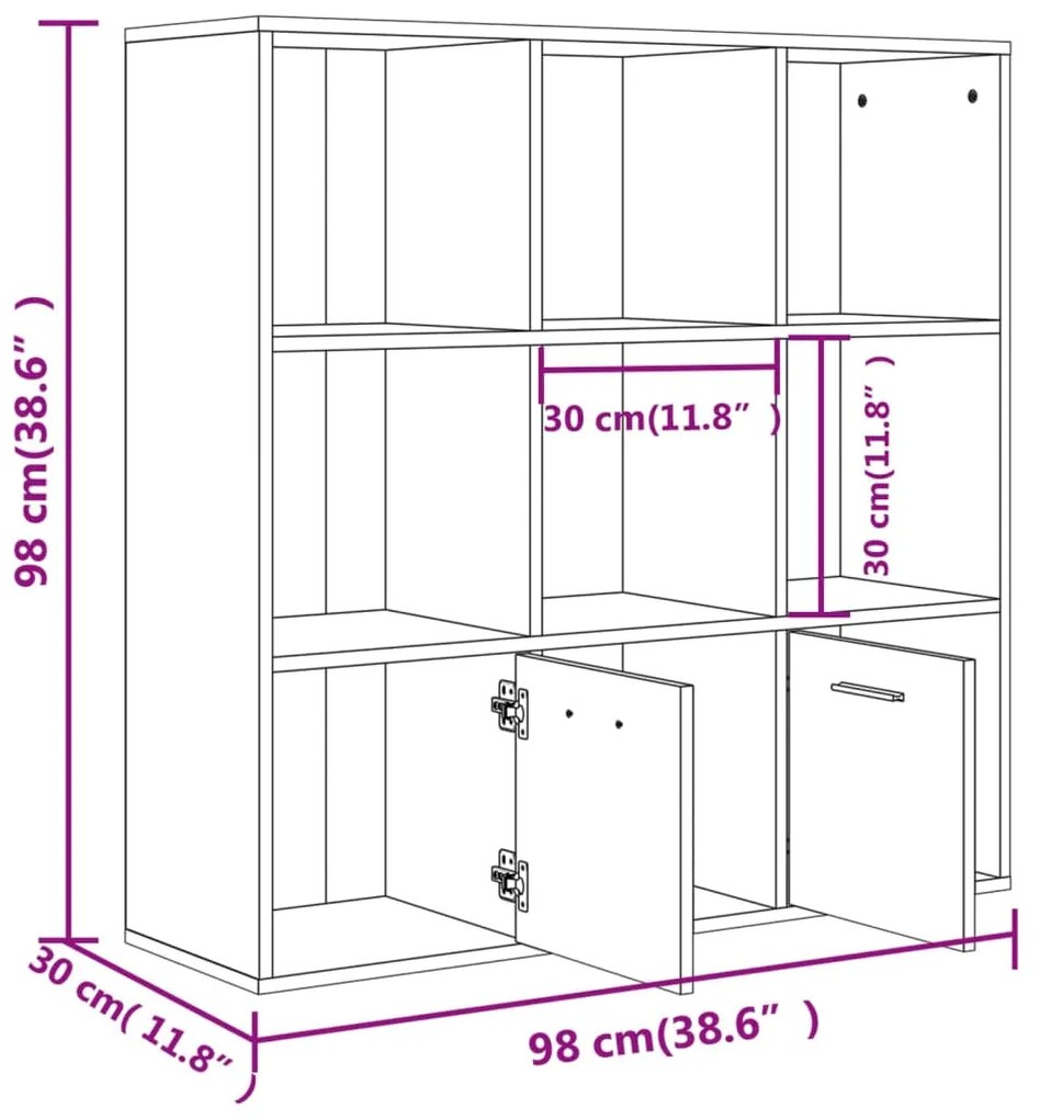 Estante 98x30x98 cm cor carvalho castanho