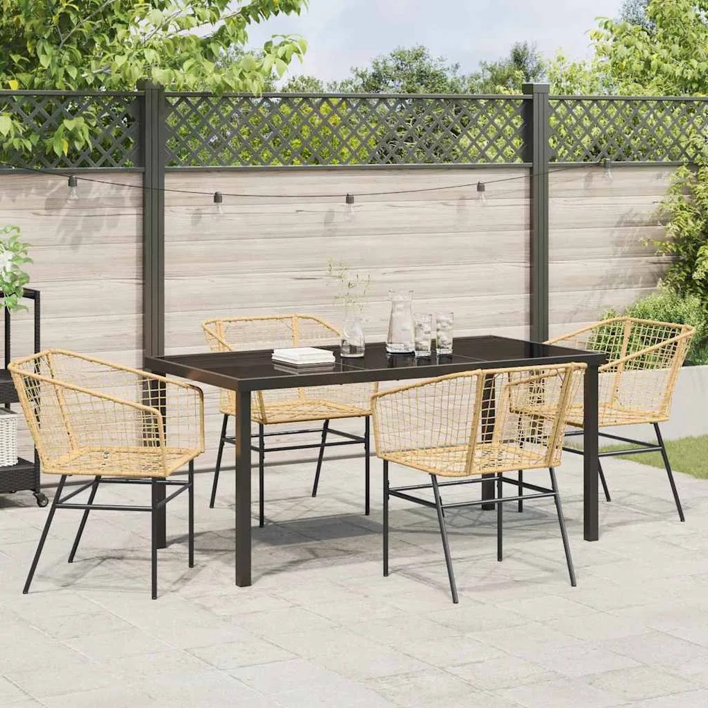 Conjunto de Jantar de Jardim 5 Peças com Rattan Sintético Marrom
