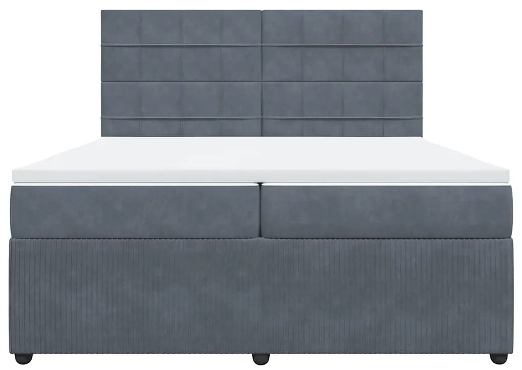 Cama com molas/colchão 200x200 cm veludo cinzento-escuro