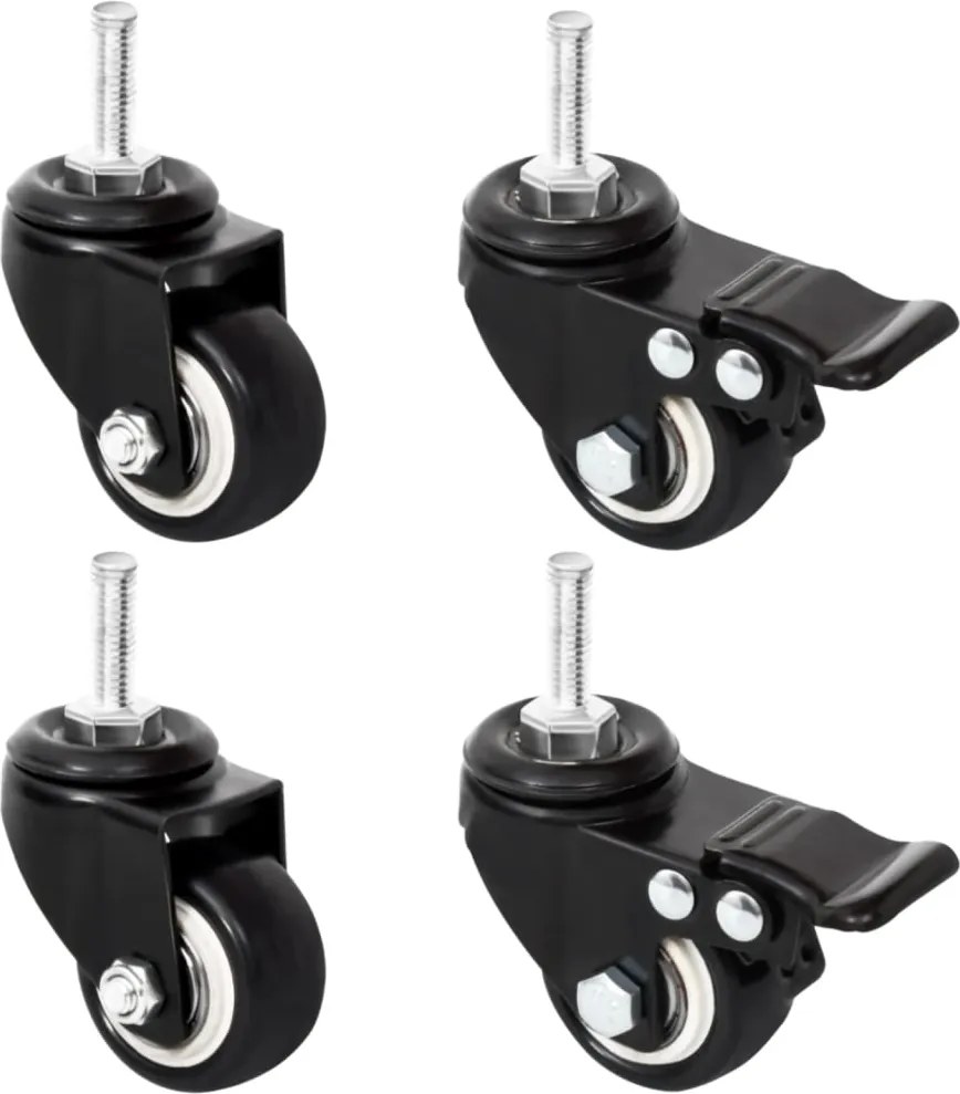 vidaXL Rodas para vasos 4 pcs 8x3,5x8 cm ferro preto