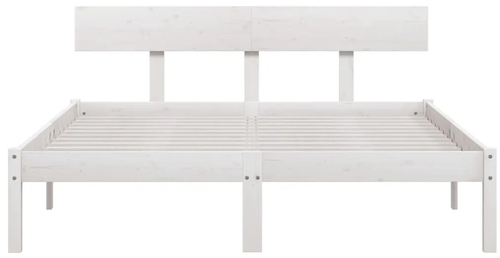 Estrutura de cama 160x200 cm pinho maciço branco