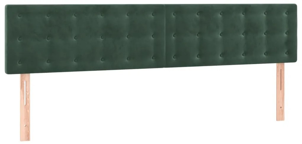 Cama box spring c/ colchão/LED 160x200 cm veludo verde-escuro