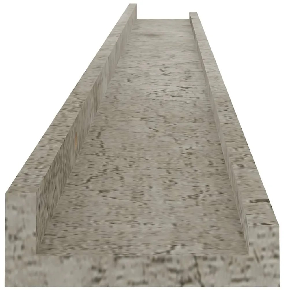 Prateleiras de parede 2 pcs 100x9x3 cm cinzento cimento