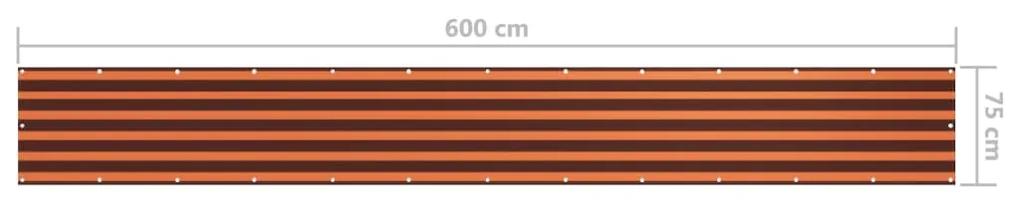 Tela de varanda 75x600 cm tecido Oxford laranja e castanho