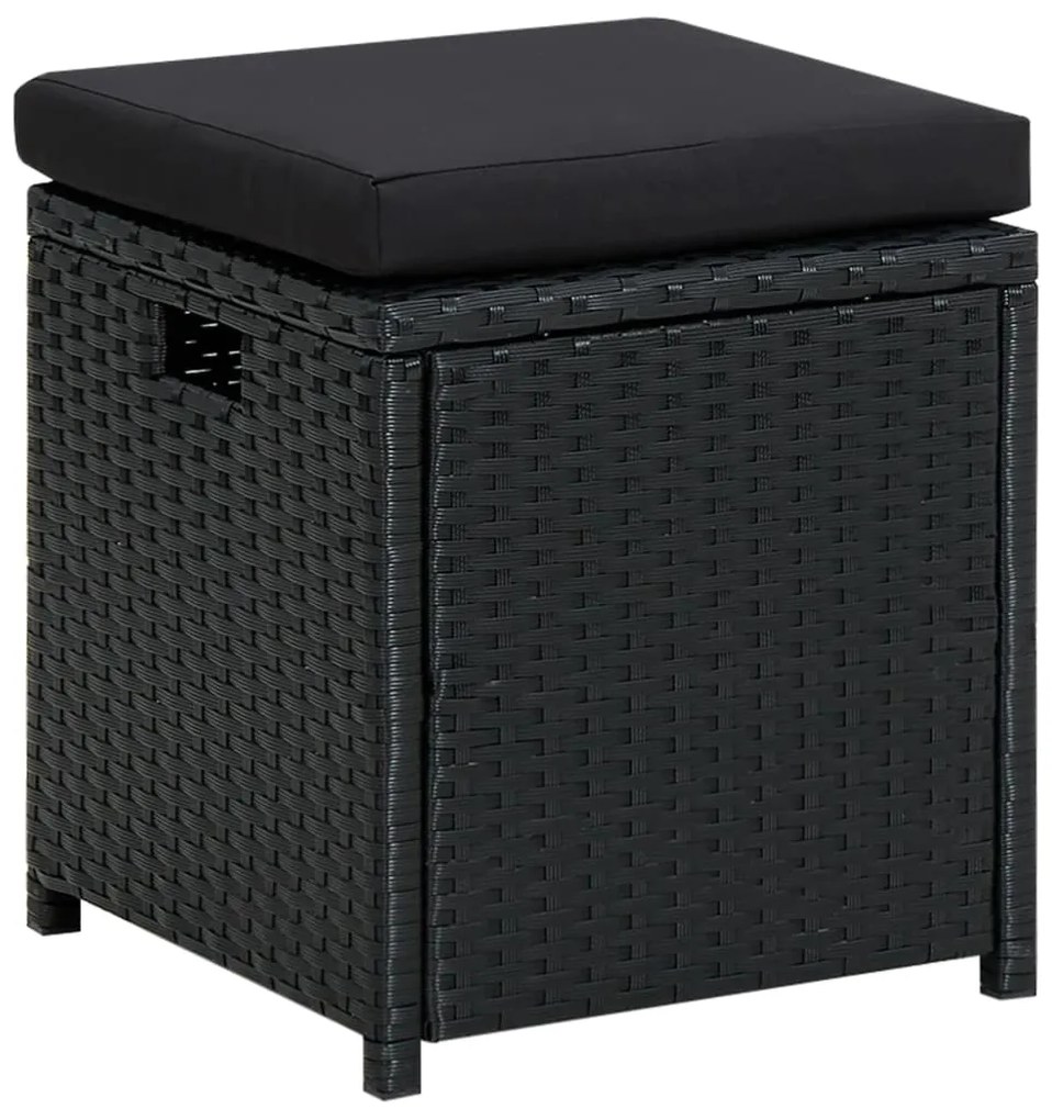 6 pcs conjunto lounge de jardim c/ almofadões vime PE preto