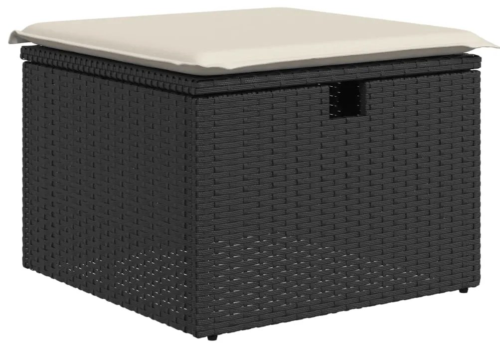 8 pcs conjunto sofás de jardim com almofadões vime PE preto