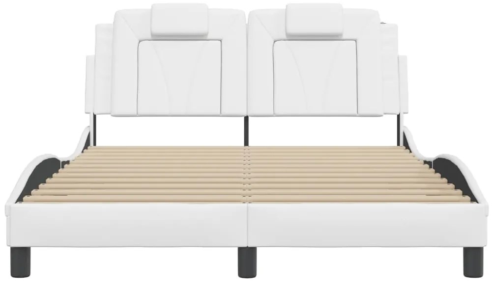Estrutura cama c/ cabeceira 140x200 cm couro artificial branco