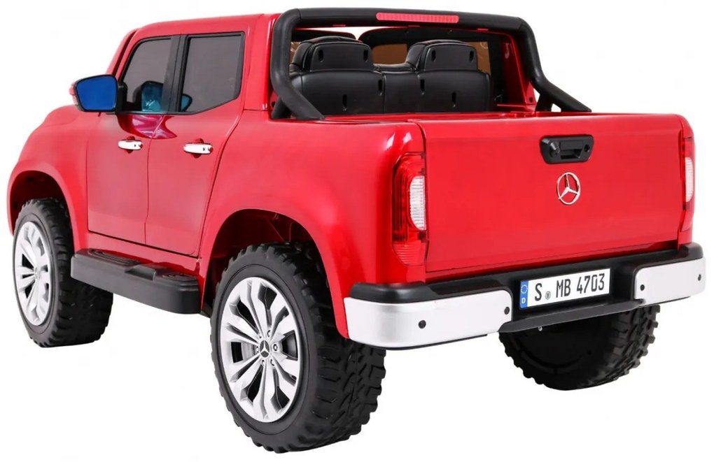 Carro elétrico para Crianças 24V 4x4 2 Lugares Mercedes Benz X-Class MP4 Rodas de EVA, Assento de couro Vermelho Pintado