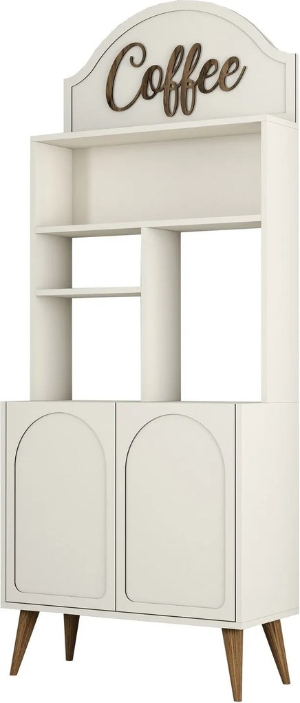 Armário de Cozinha/Sala "Caffè" - Creme e Nogueira - 81.3x201x35cm - D