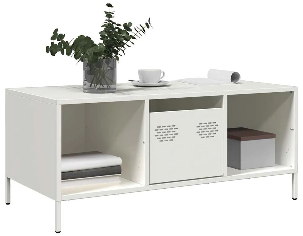 Mesa de centro 101,5x50x43,5 cm aço laminado a frio branco
