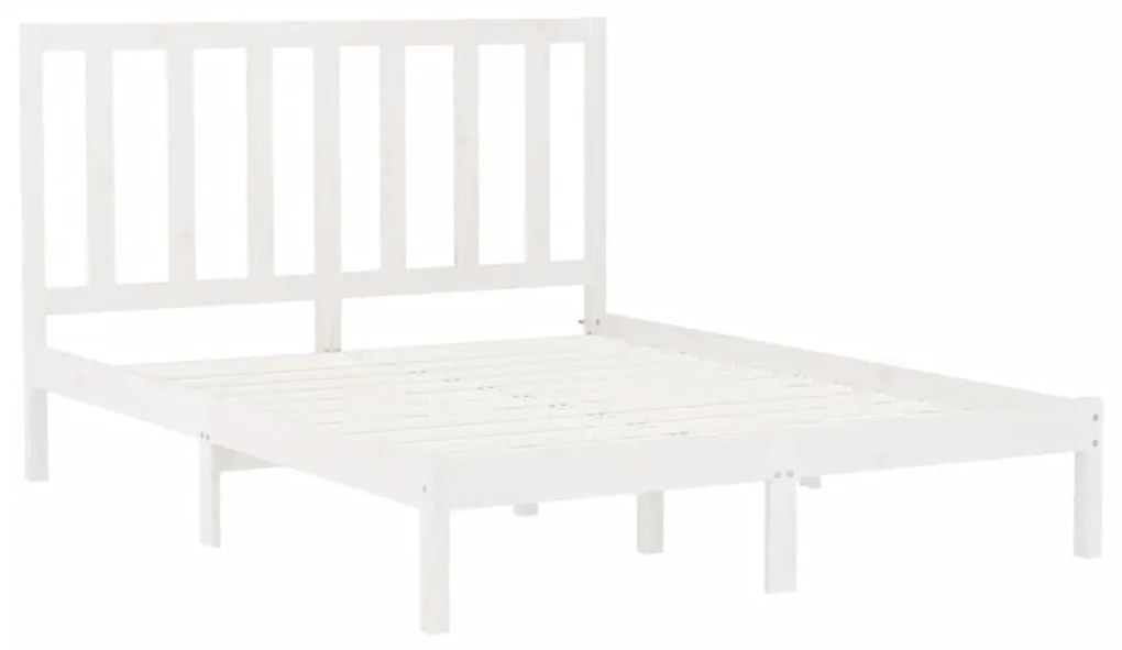 Estrutura de cama 160x200 cm madeira maciça branco