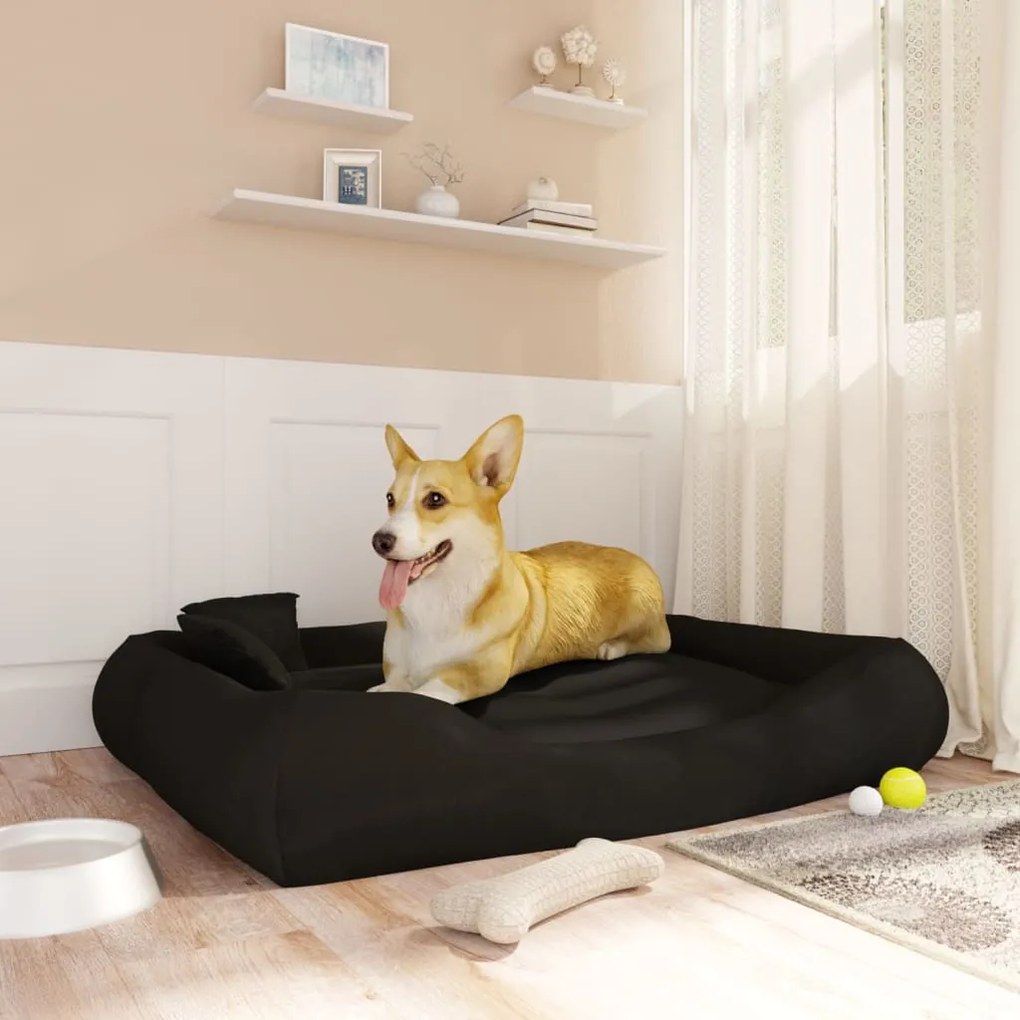171201 vidaXL Almofadão p/ cães c/ almofadas 115x100x20cm oxford preto