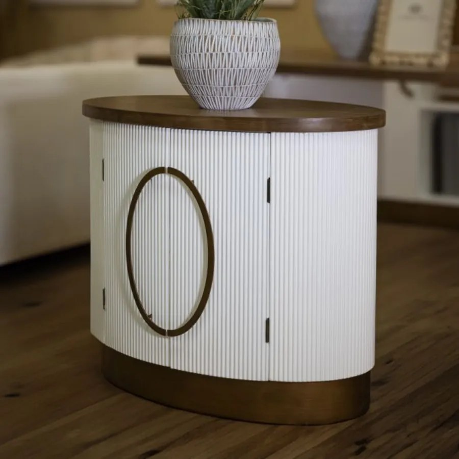 ARMÁRIO DE 2 PORTAS TOLOSA 79X48X67 CM BRANCO, CASTANHO E DOURADO