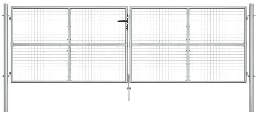 Portão de jardim em aço galvanizado 415x175 cm prateado