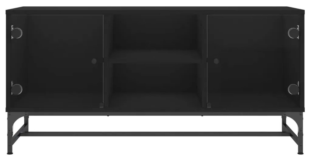 Móvel de TV Yola - Com Portas de Vidro - Cor Preto - 102x37x50 cm - De