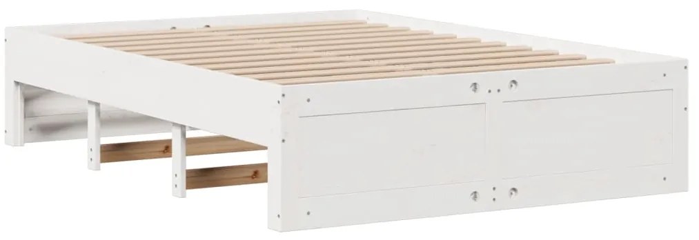 Cama com estante sem colchão 140x190 cm pinho maciço branco