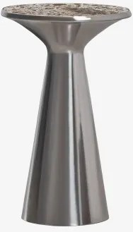 Mesa De Cabeceira Ø30 Cm Em Aço Inoxidável Selmalis Mármore Marrom Emperador - Sklum