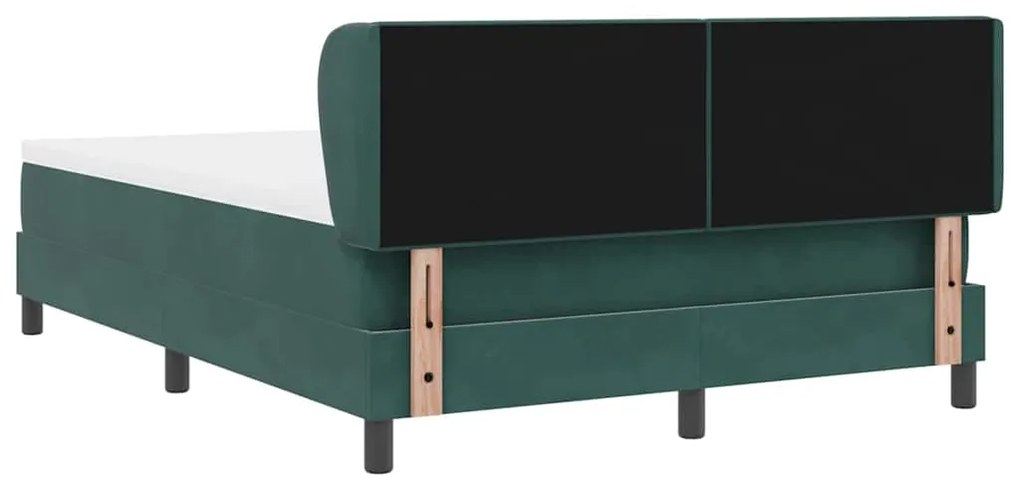 Cama Box Spring com Colchão Verde Escuro 140x200 cm Veludo