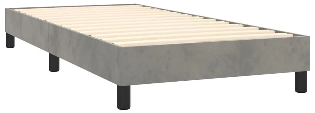 Cama com molas/colchão 80x200 cm veludo cinza-claro