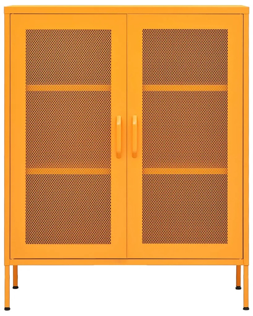 Armário de arrumação aço 80x35x101,5 cm amarelo mostarda