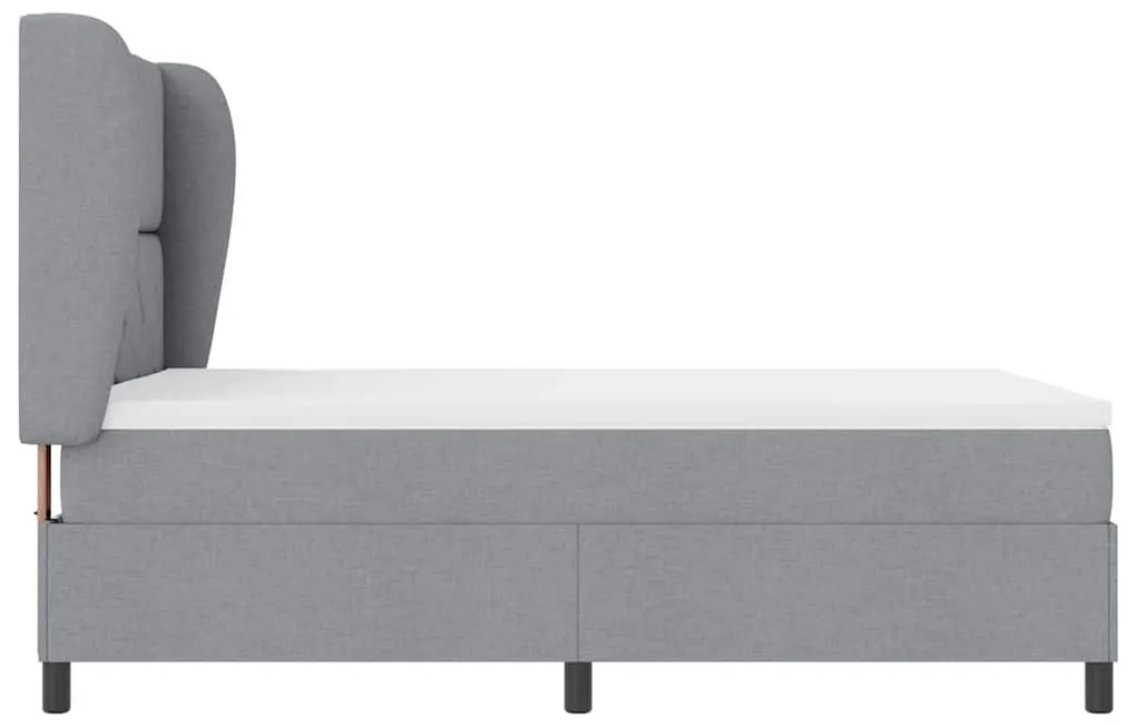 Cama Box com Colchão - Cinza Claro, 140x200 cm, Tecido