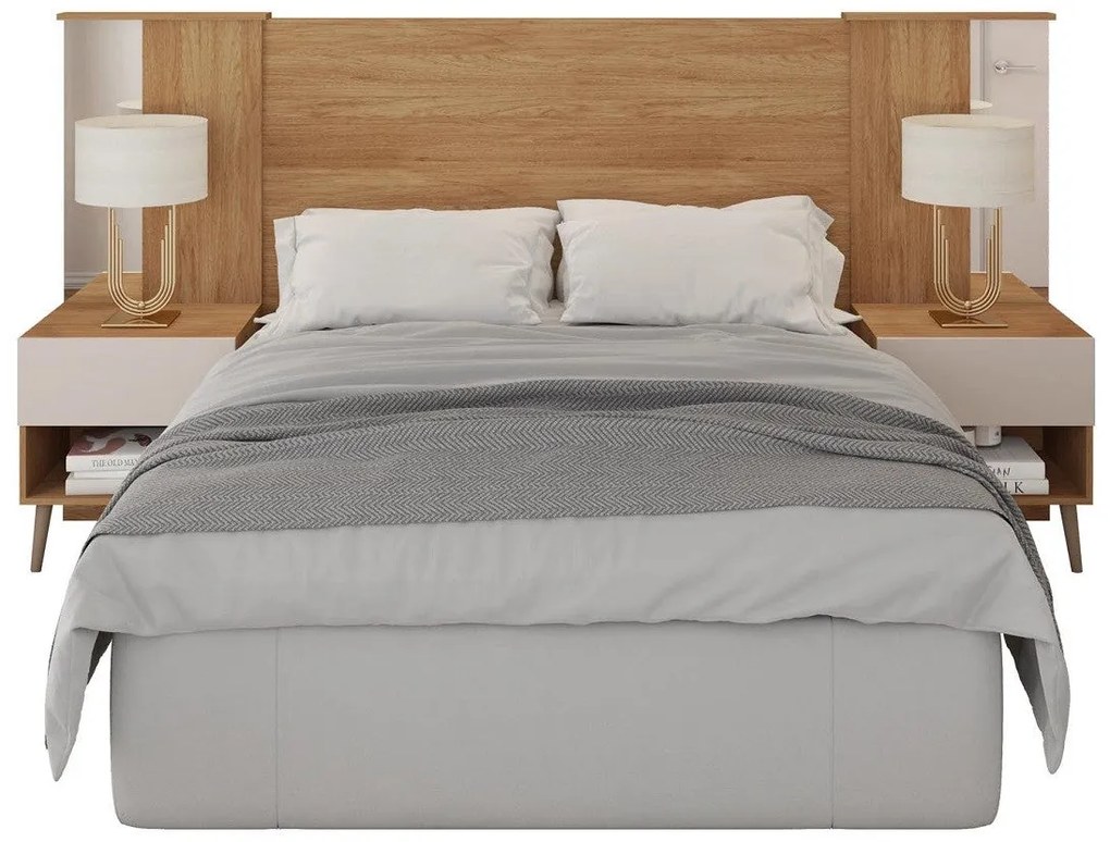 Cabeceira de Cama LUCHIA – Extensível + 2 Mesas de Cabeceira – MDP Bu