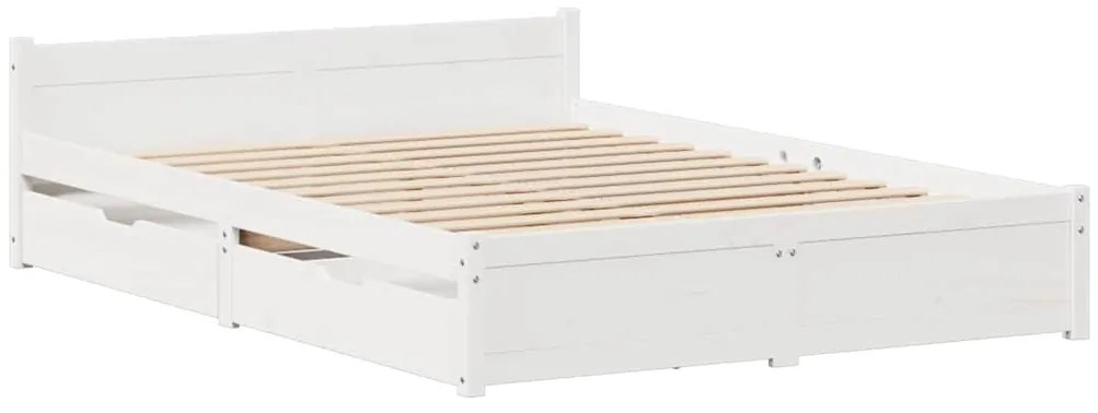 Cama sem colchão 140x200 cm madeira de pinho maciça branco