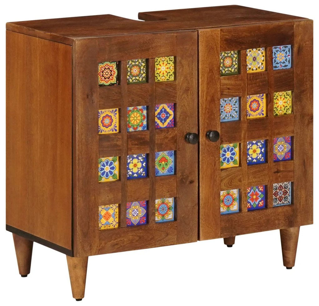 vidaXL Armário para Pia de Banheiro com porta Nogueira 62 x 33 x 58 cm