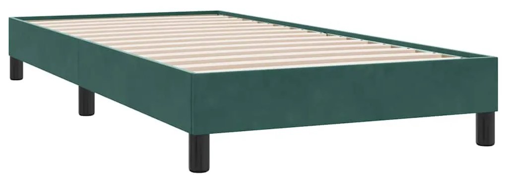 Estrutura de cama sem colchão 80x210 cm veludo verde-escuro