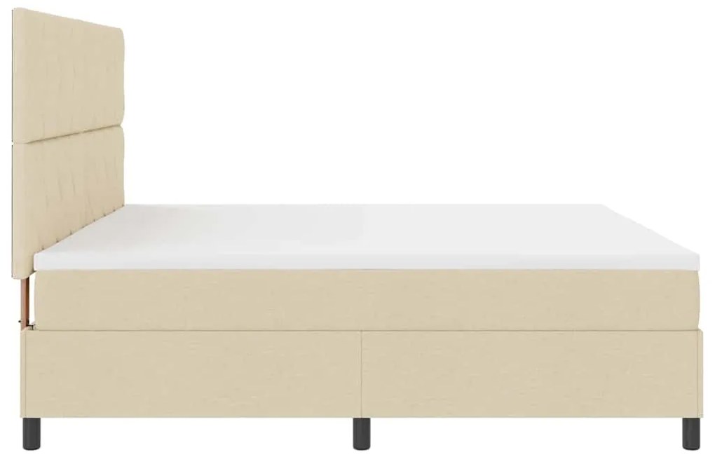 Cama com Estrado e Colchão com Luz LED - Creme, 200 x 200 cm, Tecido