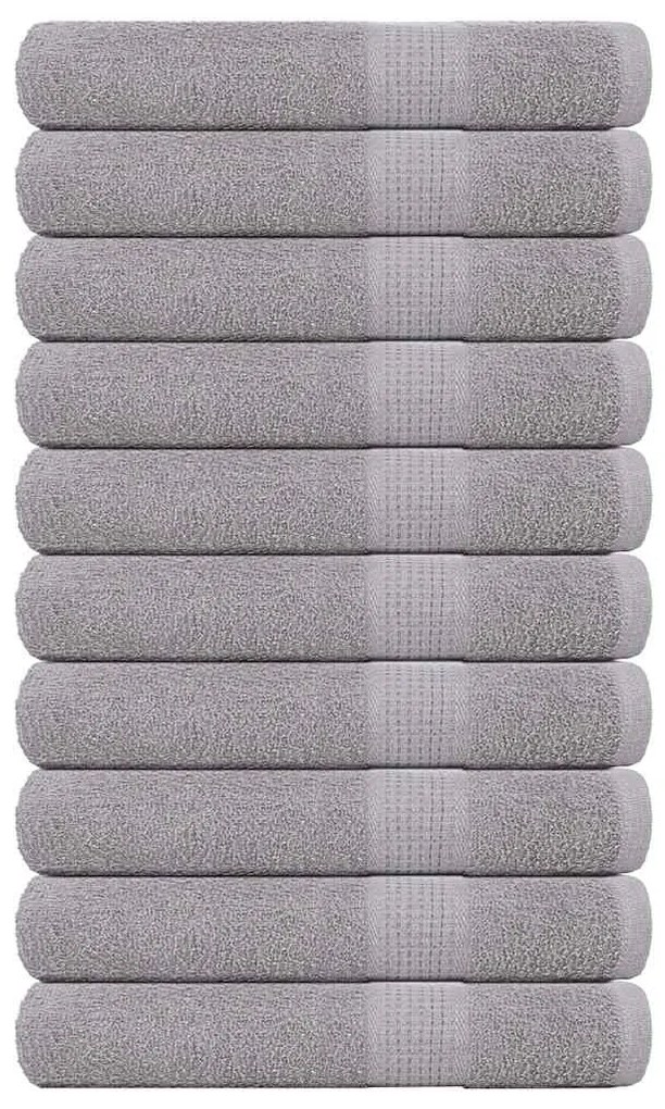vidaXL Toalhas 10 pcs 100x200 cm 360 gsm 100% algodão cinzento