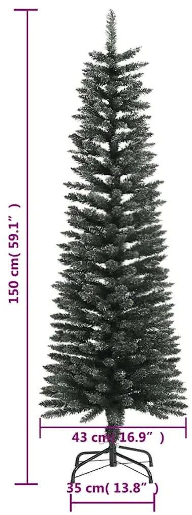 Árvore de Natal artificial fina com suporte 150 cm PVC verde