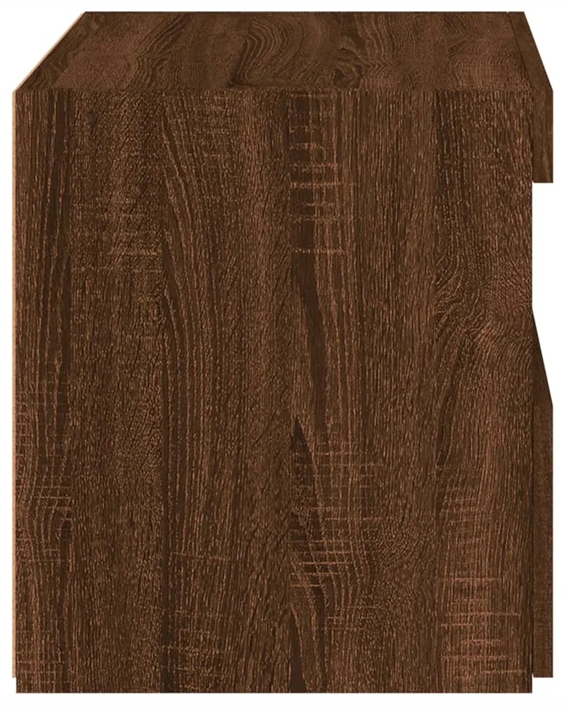 Mesas cabeceira c/ luzes LED 2pcs 50x40x45 cm carvalho castanho