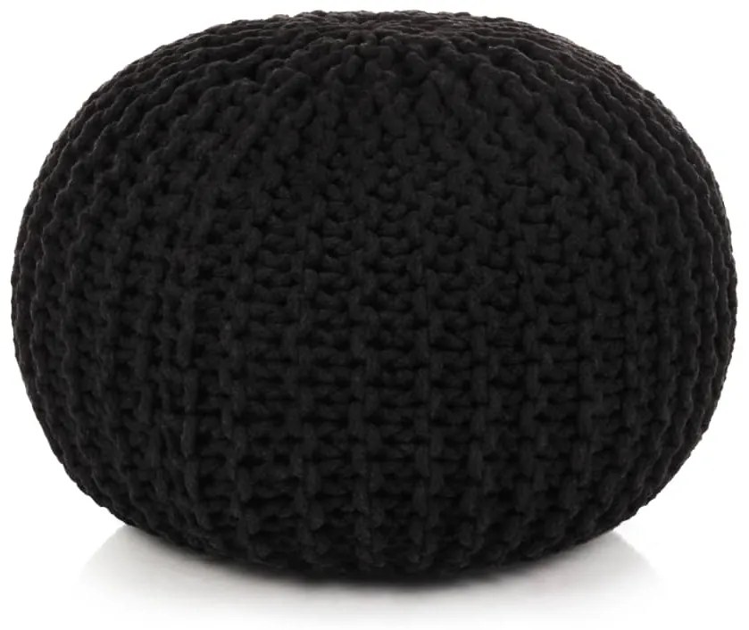 vidaXL Pufe tricotado à mão algodão 50x35 cm preto