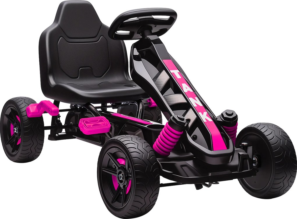 AIYAPLAY Kart a Pedais para Crianças com Embraiagem Automática Travão e Rodas Antiderrapantes em EVA 100x59x60,5 cm Rosa | Aosom Portugal