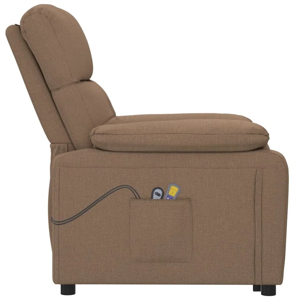 Poltrona de massagens elétrica reclinável tecido castanho