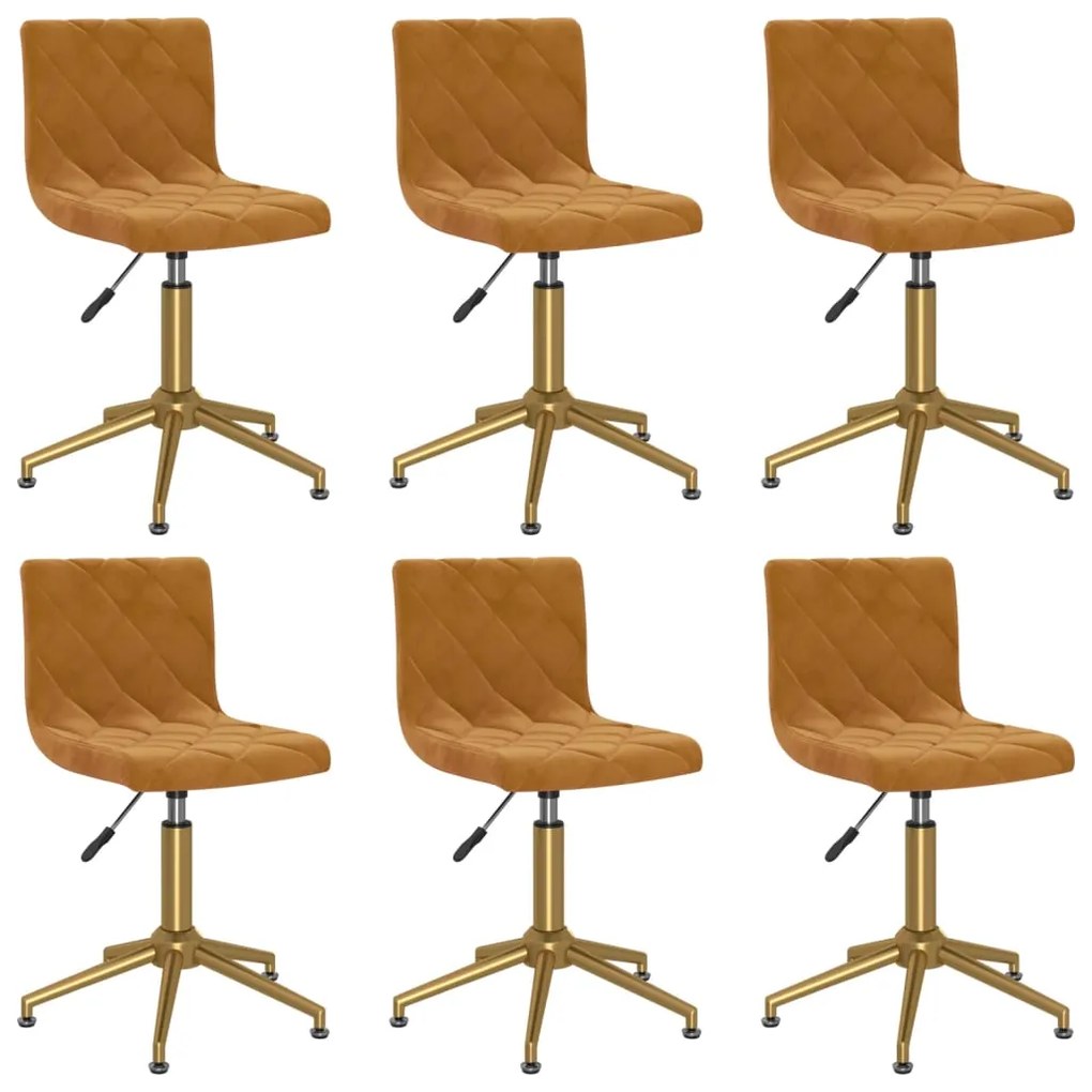 vidaXL Cadeiras de jantar giratórias 6 pcs veludo castanho