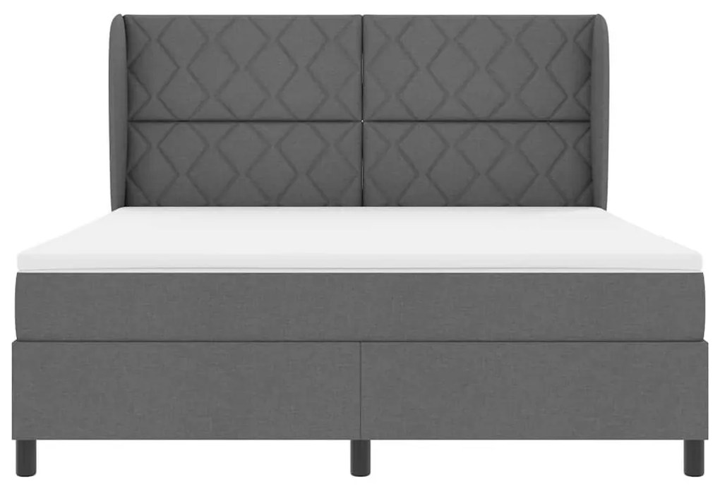 Cama Box com Colchão em Cinza Escuro, 180x200 cm em Tecido