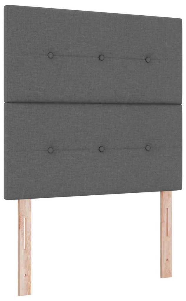 Cama Box Spring com Colchão e Banco Cinza Escura 80x200 cm Tecido
