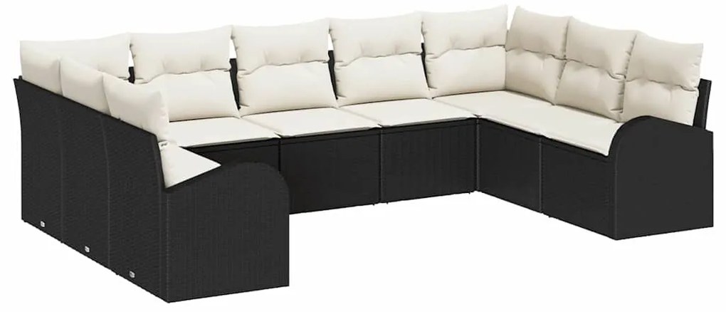 Conjunto de Sofá de Jardim vidaXL de 9 Peças com Almofadas Preto Ratta