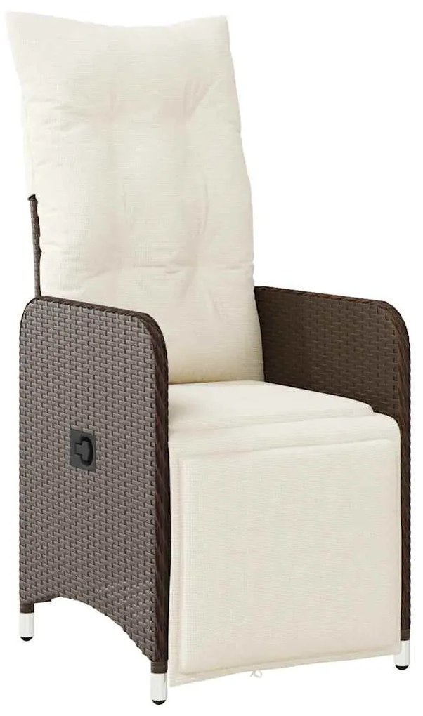 3 pcs conjunto bistrô de jardim c/ almofadões vime PE castanho