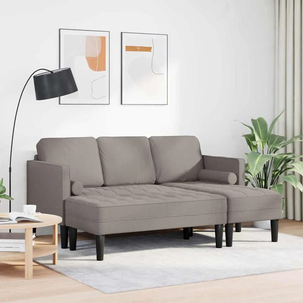 Conjunto de Sofás de 2 Peças com Almofadas em Tecido Taupe