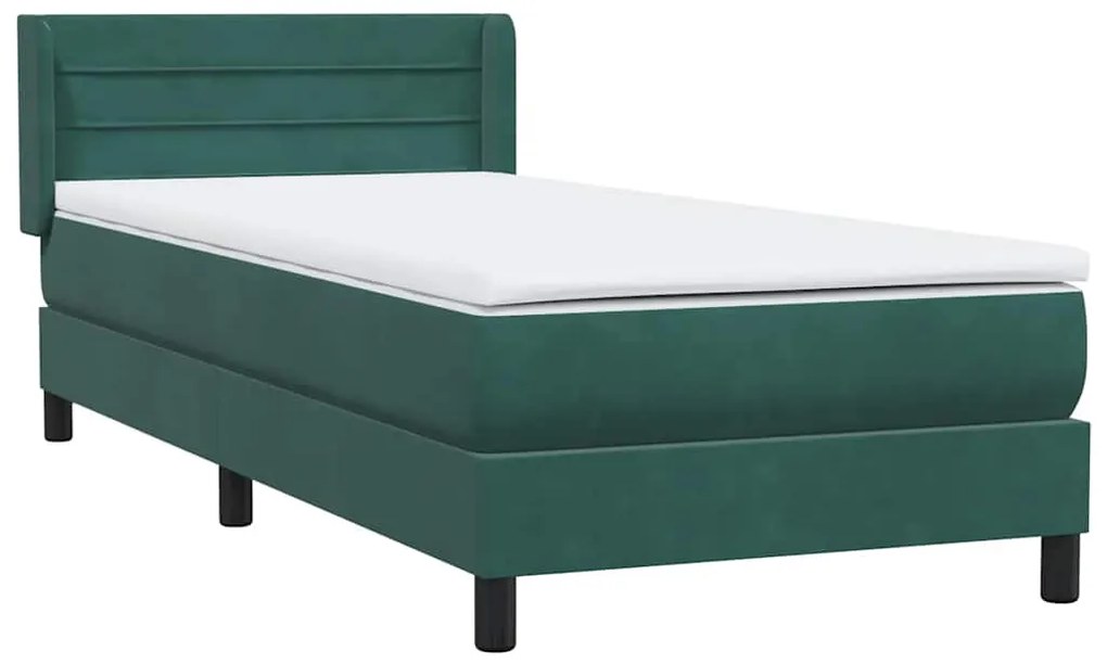 Cama com molas/colchão verde-escuro 80x220 cm veludo