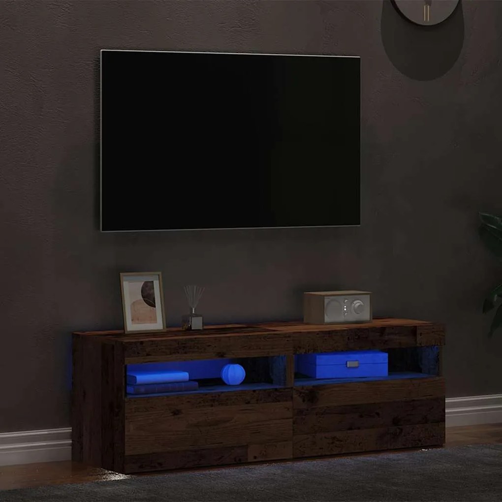 Móveis de TV com luzes LED 2pcs derivados madeira madeira velha